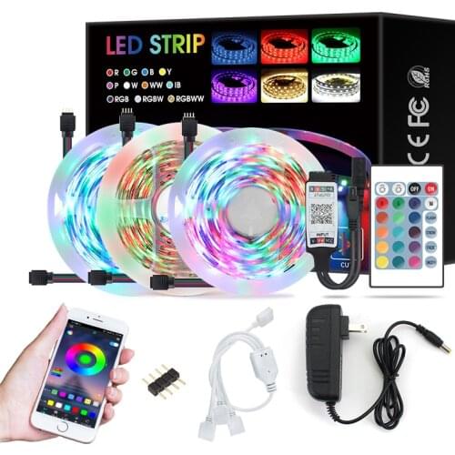 5M 10M 15M/Box Neon RGB LED Strip 2835 SMD Waterproof Wireless Remote LED Controller WIFI 24 Key LED Light Driver 12V Adapter