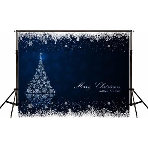 VinylBDS Dark Blue Christmas Photography Backgrounds Stage Christmas Tree Photo Backdrops Camera Fotografica For Photo Studio