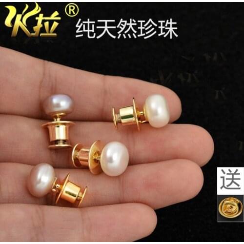 South Korea all-match collar brooch tie button down shirt female upscale jewelry freshwater pearl cute Tie cufflink accessories