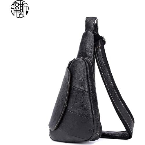 Zenos Mens Pebble Genuine Leather Half Dumplings Shape Sling Daypack Casual Male Shoulder Bags For Hiking Traval