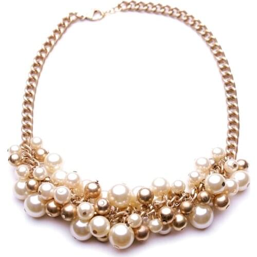 Punk Girl Fresh womens clothing accessories vintage retro simulated pearls gold short choker summer chain necklace my orders