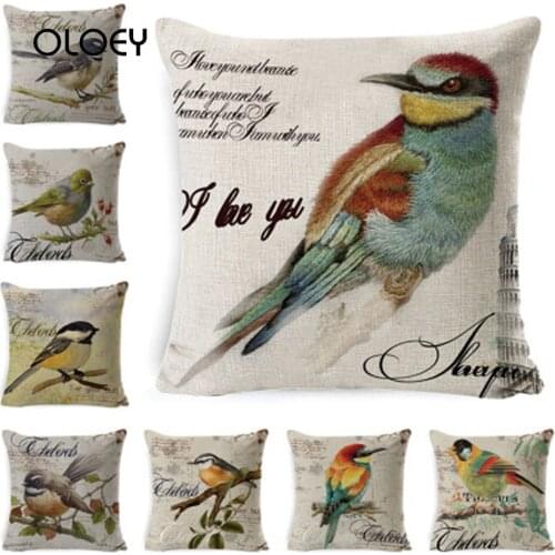 Home Oil Painting Bird Pillow Pillowcase Home Decoration Car Seat Bedroom Hotel Bedding Decoration Pillow Soft and Comfortable