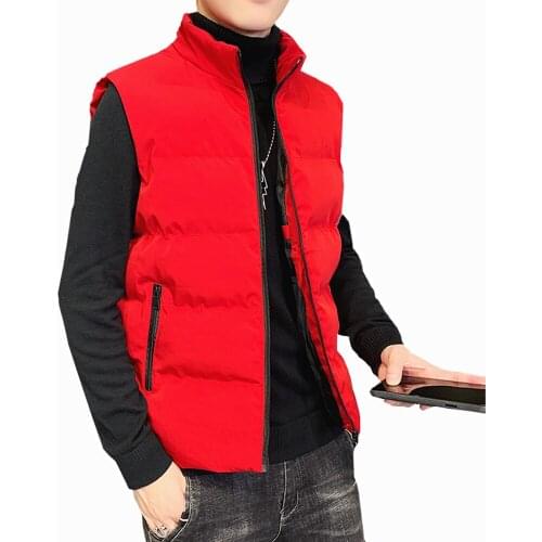 ERIDANUS Winter Mens Stand-up Collar Vest Version of The Self-cultivation Trend Wild Thick Warm Sleeveless Cotton Coat MWB037