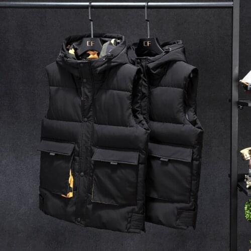 Plus Size 8XL 7XL 6XL 5XL Camouflage Winter Warm Cotton Vest Without Sleeves For Men Autumn Male Casual College Thick Hoodie