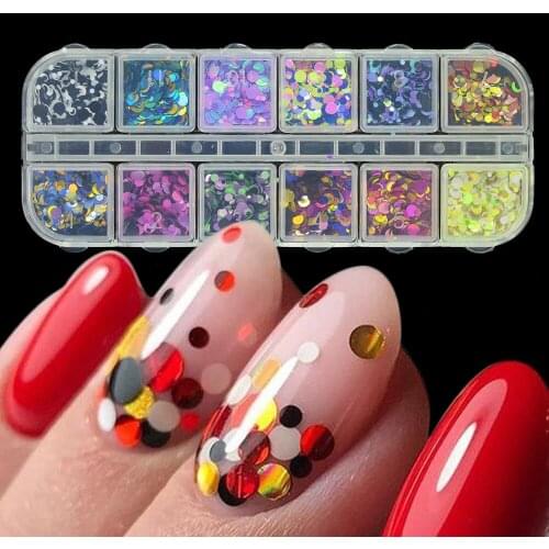 12Colors/set 3D Ultradünne Pailletten Nagel Glitter Flakes 1/2/3mm Sparkly DIY Tipps Dazzling paillette Nail art Dekorationen