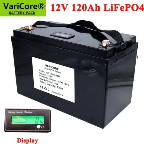 12V 120AH 4S LiFePO4 Battery 12.8V Lithium Power Batteries 4000 Cycles For RV Campers Golf Cart Off-Road Off-grid Solar Wind