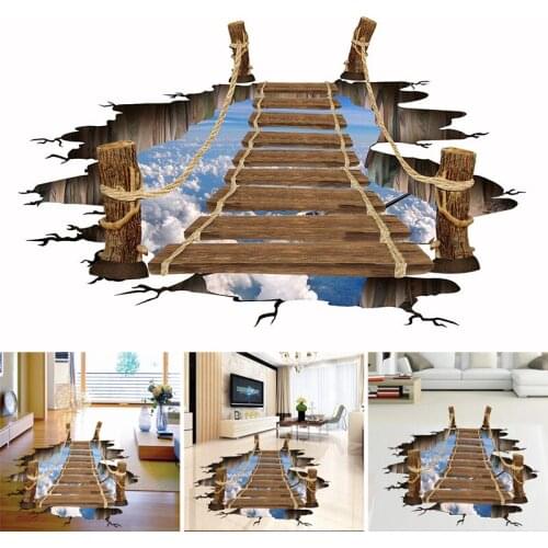 3D Simulation Wooden Bridge Wall Sticker Waterproof Non-Slip Teen Room And Living room Home Wedding Decoration Floor Stickers