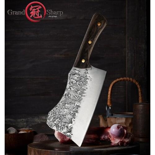 7'' Forged Meat Cleaver Kitchen Knife Butcher Knife Meat Chopping Cleaver Handmade Chef Boning Serbian Knives Grandsharp