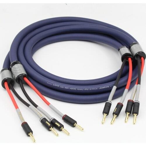Audiophile OFC Speaker Cable with red copper gold plated banana plugs 3M
