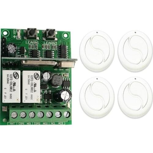 Individual learning code DC9V 12V 24V 10A 2CH Wireless Remote Control Switch Relay Receiver+Waterproof Transmitter Garage Door