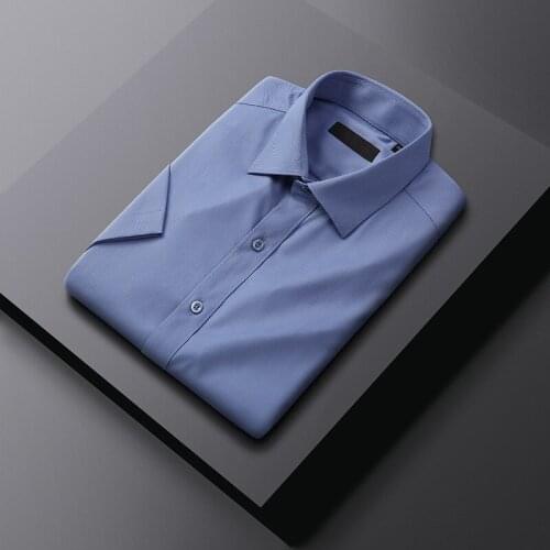 M-5XL Summer Brand New Male Short Sleeve Shirt Casual Business Formal Dress Shirts for Men White Camisas Slim Fit Mens Clothing