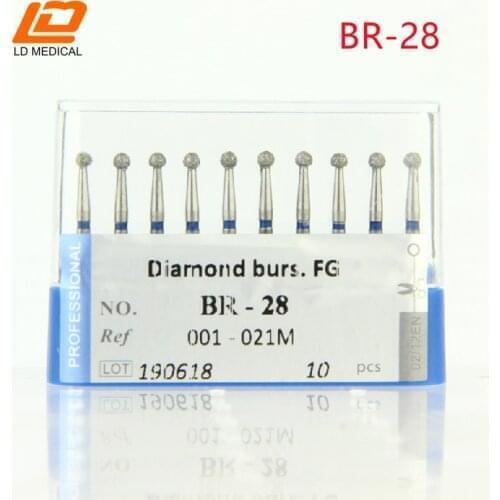 BR-28 Diamond Burs High Quality Drill стоматология Dental Ball Round Type Burs 100pcs dental tools FG 1.6M for Teeth Whitening