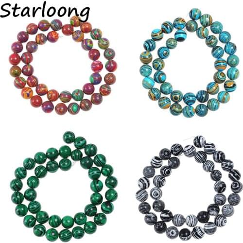 10 pcs Round Natural stone beads Synthetic Malachite Loose beads for Bracelet Necklace Jewelry Making 4/6/8/10/12mm
