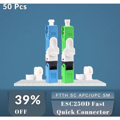 ESC250D FTTH SC APC/UPC Fast Connector Fiber Optic Quick Single-Mode Connnector 50 PCS