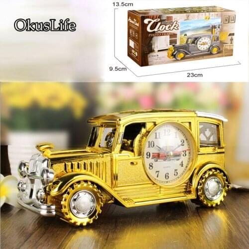Classic Car Design Clock Alarm Clock Include Pen Pot Creative for Home Decoration Living Room Bar desk Quartz Clock color box