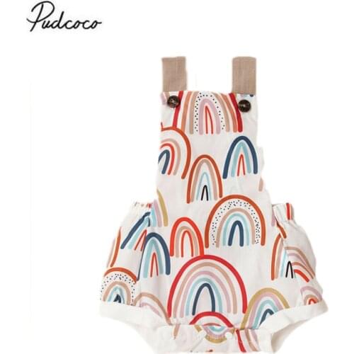 2020 Baby Summer Clothing Baby Girls Boys Sweet Style Summer Rainbow Casual Suspender Shorts Newborn Infant Sleeveless Jumpsuit