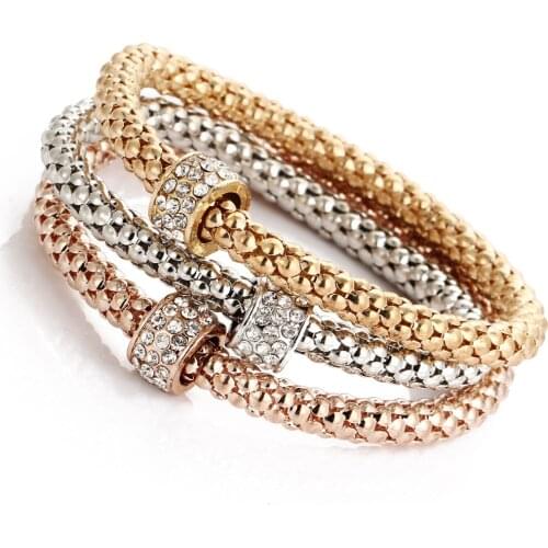 Designer Charm Zircon Inlaid Bracelets for Women Popcorn Bracelet Three Color Kit Egirl Jewelry Wholesale Pulseras Gift