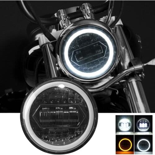 5.75" 200W LED Motorcycle Headlight with H4 to H13 adapter cable 20000LM Angel Eyes Lamp Waterproof Motorcycle Driving Light