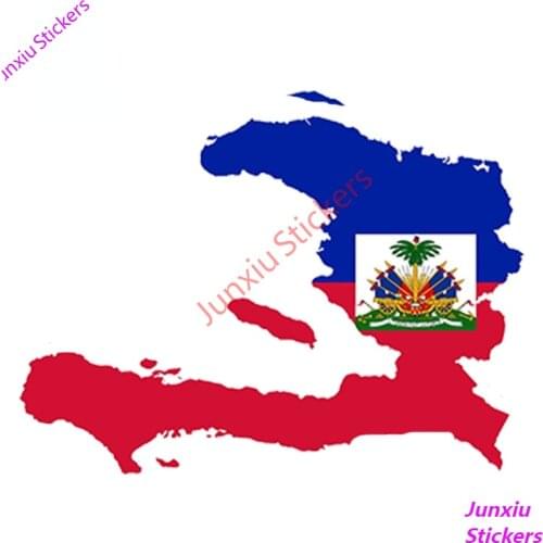 Haiti Map Flag Colorful Car Stickers and Decals Silhouette for Bumper Helmet Fridge Door Waterproof Accessories PVC13x10cm