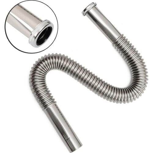 Stainless Steel Flexible Sink Pipe Deodorant Basin Extension S Trap Drain Hose Pipes Plumbing Fittings