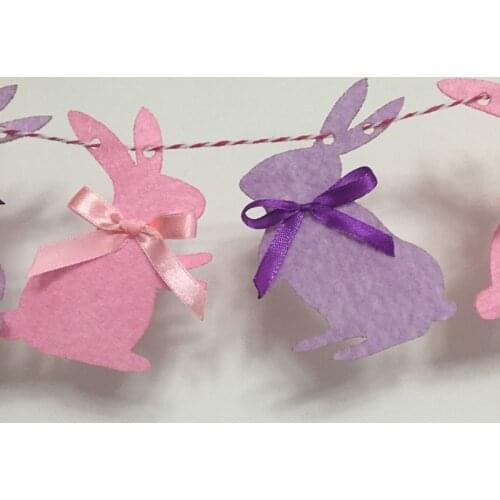 Garland Children Favors Pink Purple Rabbits Cloth Banner Happy Birthday Party Home Decorations Cute Easter Bunny