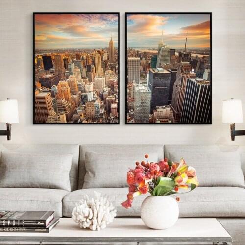 Modern New York City Building Canvas Painting Landscape Art Poster Wall Art Picture for Living Room Decoration No Frame