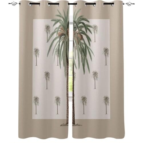 Brown Tropical Plant Coconut Tree Blackout Curtains For Living Room Bedroom Printed Window Treatment Drapes Home Decor