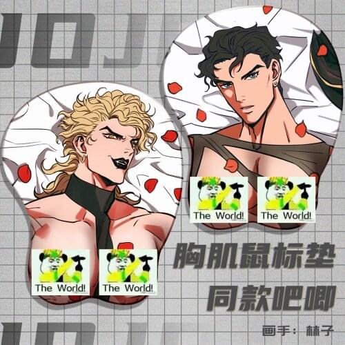 Anime JoJos Bizarre Adventure KUJO JOTARO DIO 3D Soft Chest Mouse Pad Japan Desk Gaming Mat Wrist Rest Otaku Xmas Gifts Cosplay