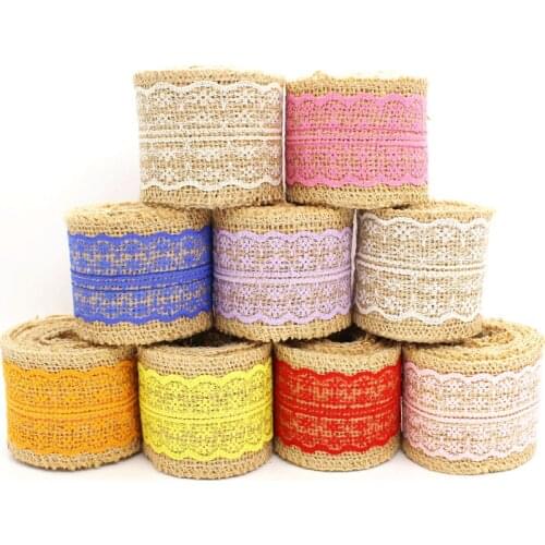 2meters Natural Jute Burlap Hessian Ribbon lace Rustic Vintage Wedding decoration Merry Christmas Party decor Supplies DIY gift
