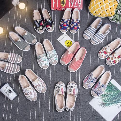 Hot Woman Flats Espadrilles Owl Ladies Loafers Canvas Female Low Footwear Korean Shoe Brands Lady Comfort Shoes Vintage Sapato