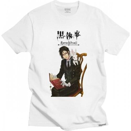 Fashion Black Butler T Shirt Men O-neck Short Sleeved Sebastian Michaelis T-shirt Soft Cotton Japanese Anime Manga Tee Tops Gift