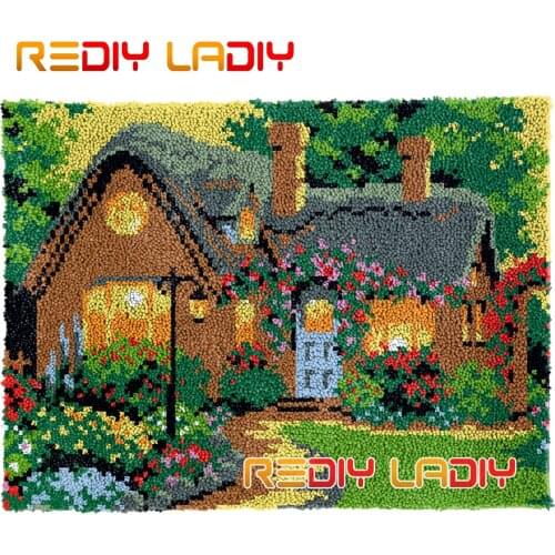 Latch Hook Rug Kits Dream House DIY Carpet Rug Needlework Plush Wall Hanging Chunky Yarn Arts Crochet Floor Mat Hobby & Crafts