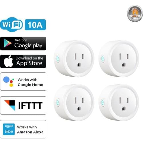 4PCS 10A US Plug WiFi Wall Socket Power Outlet With Timer Switch Works With Alexa Google Home Smart Life APP Outlet Switches