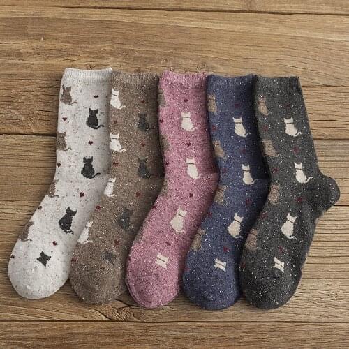 Autumn and Winter New Style Japanese Cute Socks Korean Cat Harajuku Socks Women Woool Kawaii Thicken Cute Socks