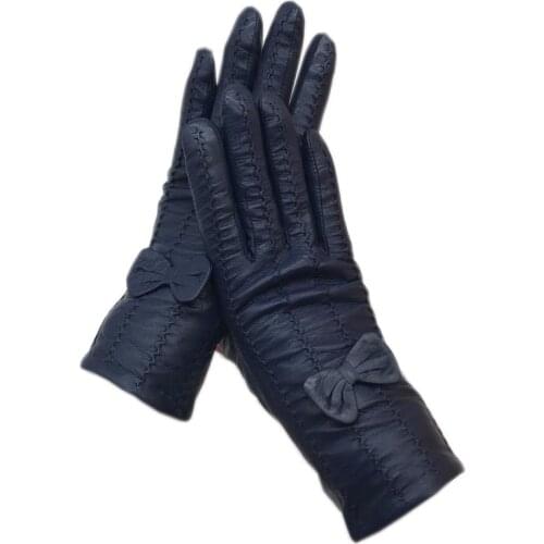 Gloves winter sheepskin fashion wool lining 2020 new style ladies sheepskin old blue gloves leather fashion winter-1001