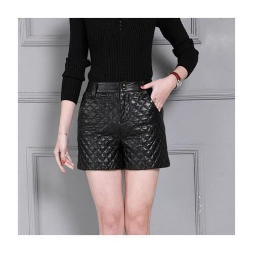 Thick Winter Leather Shorts High Waist Slim Leather Shorts KS288