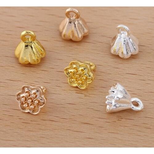 50 PCS 7mm*8.8mm Metal Alloy Gold/KC Gold/Silver color Lotus Seed Pendant Charm DIY Accessories For Jewelry Making