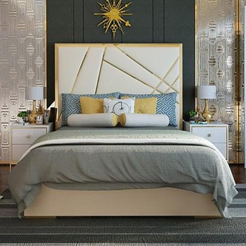 Post-modern light luxury leather bed, master bedroom, large bed, double bed, Italian bed, wedding bed, Hong Kong-style simple