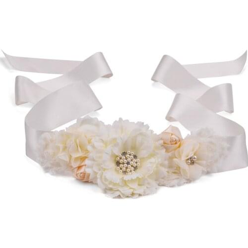 4 Colors Flower Waist Belt for Women Wedding Party Dress Handmade Princess Girls Decoration Waistband Kids Costume Accessories