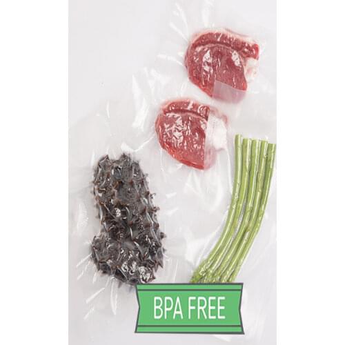 Transparent embossed vacuum seal bags and rolls for frozen food packing