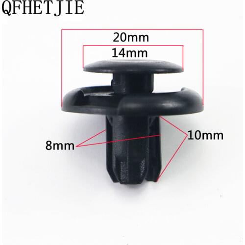 QFHETJIE 100Ps 8mm Hole Black Door Trim Rivet Push Type Clips Lined Cover Barbs Auto Fasteners Rivet Door Panel For Honda