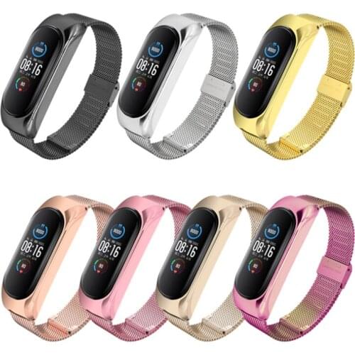 Fashion Smart Wrist Strap For Xiaomi Mi Band 3 4 5 Smart Wristband Metal Bracelet Stainless Steel Band For Mi Band 4 3 5 Belt