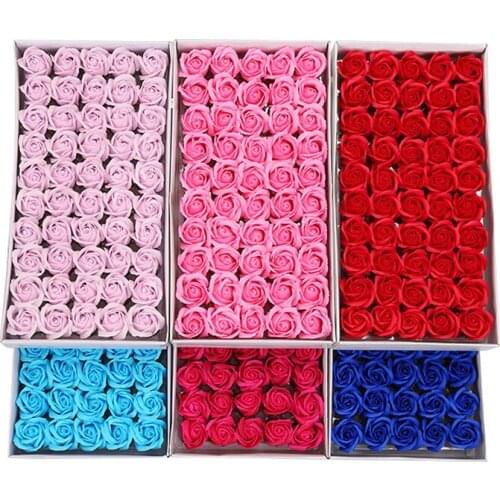 Christmas Valentines Gift 50Pcs/Box Artificial Soap Rose Flowers Wedding Decoration Diy Holding Flowers Heads For Wedding Party