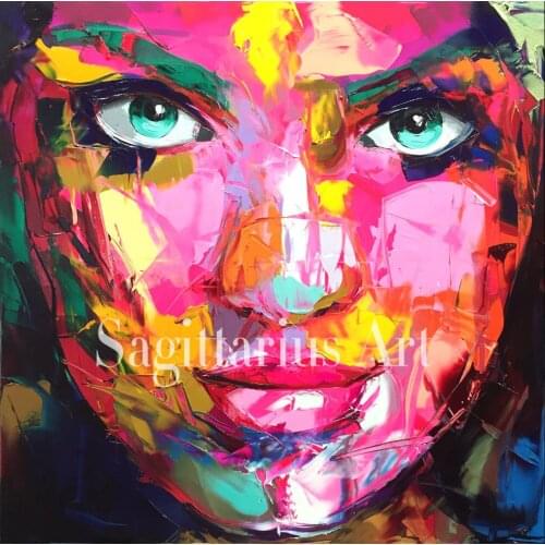 Hand Painted Palette knife portrait Cool Face Milagro D from the Francoise Nielly Designer Oil painting canvas Wall Living Room