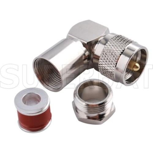Superbat UHF Plug PL259 Right Angle Clamp RF Coaxial Connector for LMR400 RG8 RG213 RG214 Cable