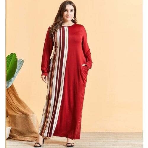 Loose Robe Casual Floral Muslim Abaya Dress Long Sleeve Patch Maxi Kaftan Dresses 2021 Winter Ladies Long Vestidos Plus Size