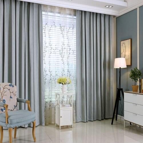 All-match Pastoral Exquisite Solid Color Cotton Slub Curtain Modern Minimalist High Shading Curtains for Living Room Bedroom