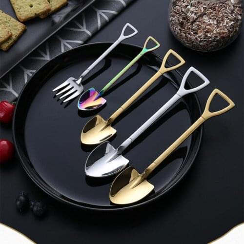 Creative Shovel Shaped Stainless Steel Fork Snack Cake Dessert Food Fruit Salad Fork Not Easy To Rust And Durable Tableware