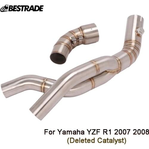 Replace Catalyst Mid Pipe For Yamaha YZF R1 2007 2008 Motorcycle Exhaust Middle Link Connect Tube Slip On Stainless Steel