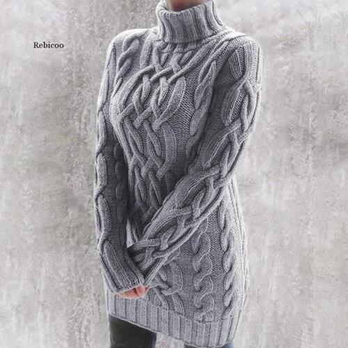 Women Turtleneck Knit Sweater Long Sleeve Pullover Loose Solid Sweater Pull Femme Plus Size Autumn Jumper Sweter